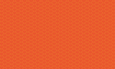 Seamless Japanese seigaiha wave pattern in warm orange and golden tones. 
