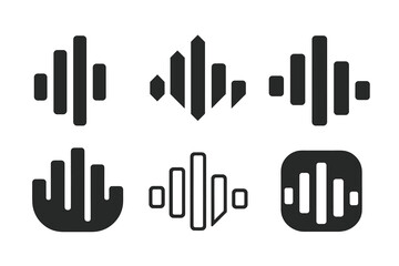 Obraz premium Pop Music Logos. Pop music. Icon set. Set Logo of pop music: equalizer bars rhythm. harmonious logo variations of the same emblematic concept, each with
