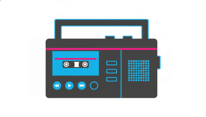 Obraz premium Retro cassette player vector illustration. 80s and 90s music nostalgia concept. Minimalist flat design icon isolated on white background