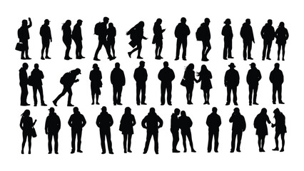 Diverse people silhouettes collection isolated on white background, Vector