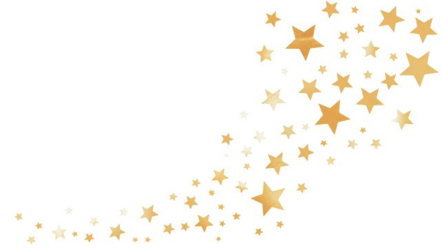 Stunning cascade of shimmering gold stars flowing across a deep black background