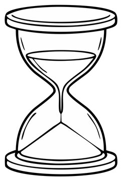 Simple hourglass line art vector illustration sand clock doodle for coloring book page