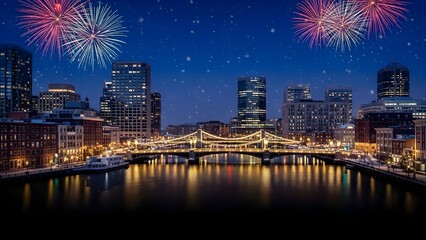 fireworks over the river