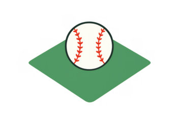 Baseball ball on a green diamond base representing sport, game, team, championship, competition, and victory
