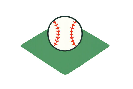 Baseball ball on a green diamond base representing sport, game, team, championship, competition, and victory - Powered by Adobe