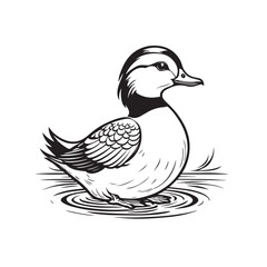 Minimalist Mandarin Duck Vector Icon For Logo Branding And Modern Wildlife Design