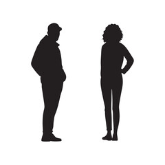 Black vector illustration of a dancing couple silhouette