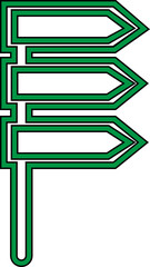 Road Sign Black and green Line Style Icon with Various Blank Direction Board Shapes and Synonym Design Elements for Navigation, Guidance, Street Signal Vector