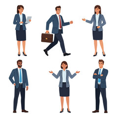 Diverse Business Professionals in Various Poses and Attire.