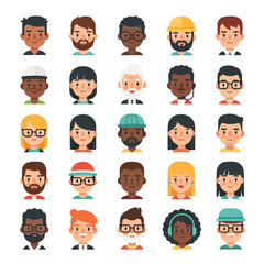 Diverse Cartoon Faces - A Collection of Unique Characters.