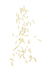 Falling white basmati rice on white background