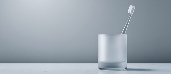 Clear toothbrush in glass cup dental hygiene oral care teeth cleaning daily routine