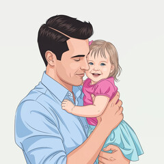 Fathers tender embrace - A loving moment with his baby daughter.