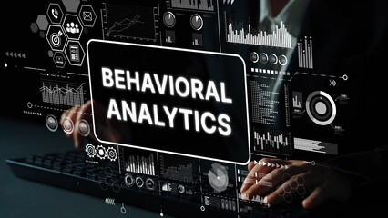 Advanced Behavioral Analytics Concept with Data Visualization and Modern Technology Background. Asymptotic smart data analytic.