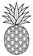 Obraz premium Black and white illustration of a pineapple with details on its skin, suitable for design purposes.