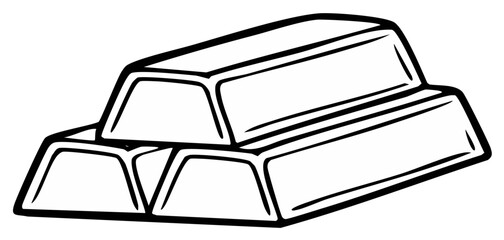 Stack of Gold Bars Illustration Simple Line Art Design