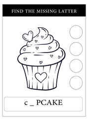 Find The Missing Latter Valentine Coloring and Activities Workbook Pages