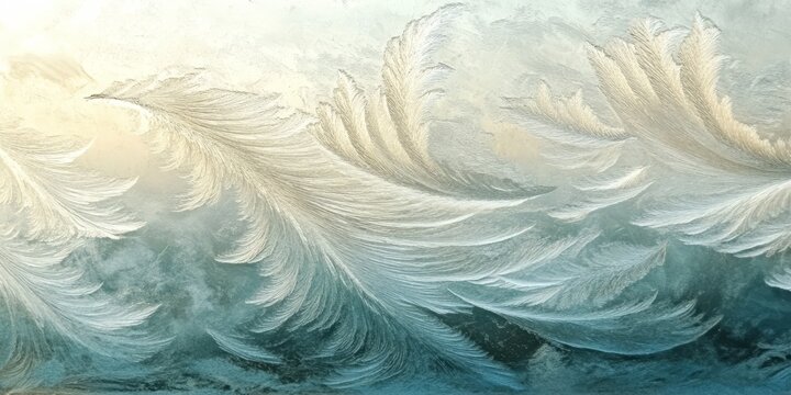 Abstract Frost Formations Creating an Art Pattern on Winter Windows with Snowflakes and Ice Crystals - Powered by Adobe