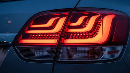 Automotive led tail light rear lights brake lights car lighting and design close up