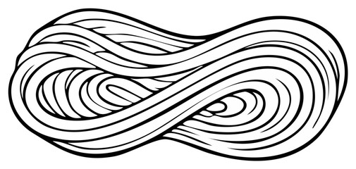 Fototapeta premium Monochrome abstract line art with continuous flowing wavy intertwined organic shape