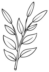 Naklejka premium Simple leafy branch outline illustration Minimalist botanical hand drawn line art vector icon