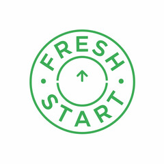 Green circular graphic with the words fresh start and an upward arrow symbol in a clean silhouette style