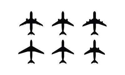 Top View Airplane Silhouette Set