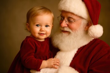 Fototapeta premium A baby is holding a santa's hand