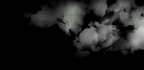 Obraz premium Dark Gray and White Cloud Cluster – Smoky Atmospheric Texture on Black Background
