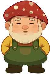 Sleepy Gnome Character Feeling Tired – Cartoon Vector Illustration