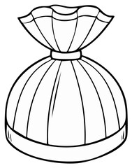 Simple Outline Drawing of a Wrapped Candy or Treat