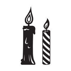 Two Burning Candles One Dripping Wax and Striped illustration