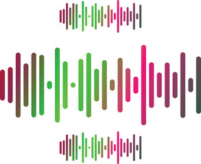 Colorful sound wave equalizer graphic design elements on white background isolated on white background