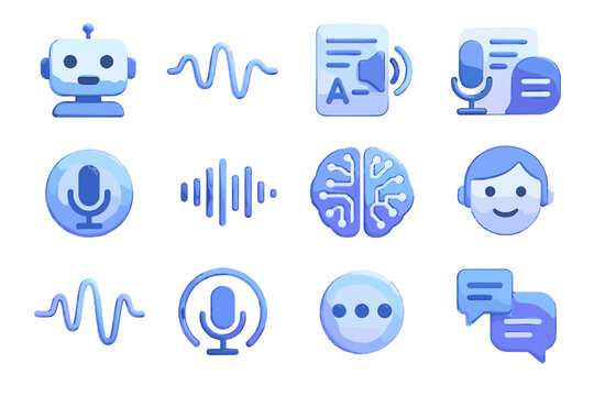 Detector converter bubble vector sound recognition ai wave interaction avatar brain icon