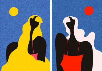 Silhouettes of girls. Modern flat vector illustration.