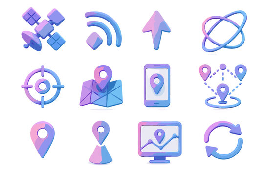 Icon vector triangulation d waypoint tracking coverage dashboard device gps beam location