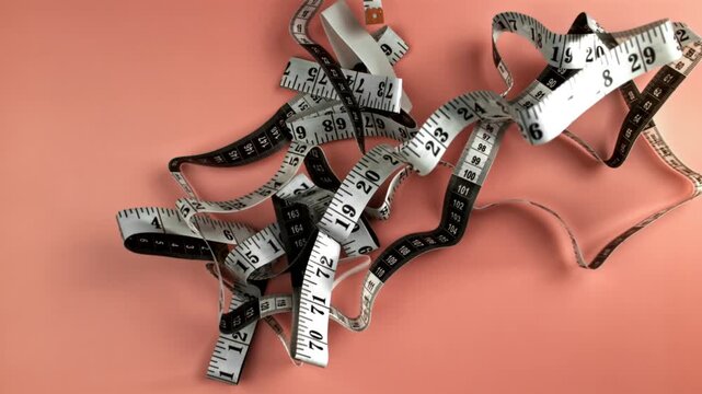The measuring ruler for sewing falls on the table. Filmed on a high-speed camera at 1000 fps. High quality FullHD footage