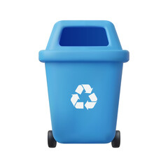 Blue Recycling Bin 3D Minimal Style Waste Sorting And Clean Environment Concept vector illustration