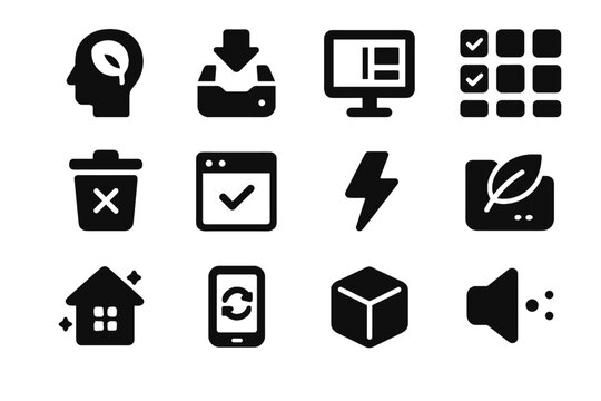 Digital rounded lightning icon uniform workspace vector declutter identical white effects icons