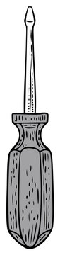 Hand drawn slotted screwdriver tool illustration