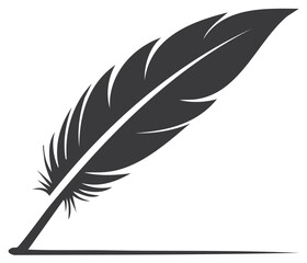 Fototapeta premium Stylized quill feather icon with shadow, symbolizing writing, literature, or creativity