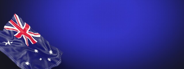 Australia - national flag and gradient background - horizontal banner format - 3D illustration