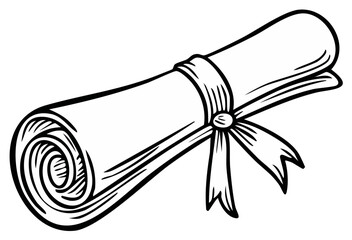 Scroll with Ribbon Vector Illustration Certificate Document Paper Tied with Bow