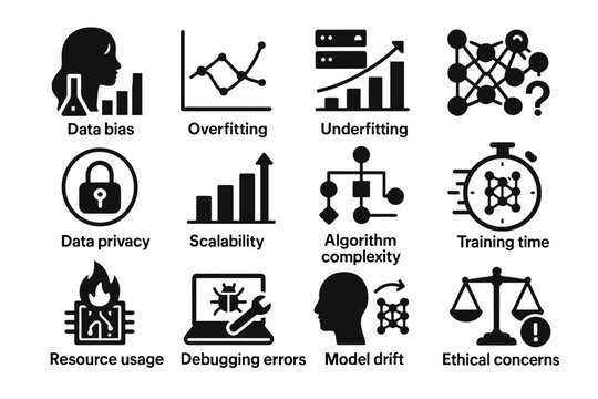Drift bias training time usage vector debugging challenges resource explainability icon ai