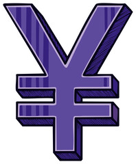 Obraz premium Stylized Yen symbol in purple with shadows, representing finance and economy.