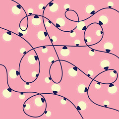 Christmas Lights Background Vector Design.