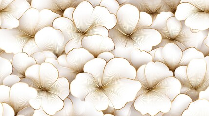 Intricate floral design displays luxurious golden line art with carnations and peonies, perfect for product packaging or invitations SEAMLESS PATTERN