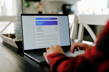 Middle Aged Man Using Retirement Calculator App at Kitchen Table Finding Savings Underestimated Funds Required to Financially Survive Concept