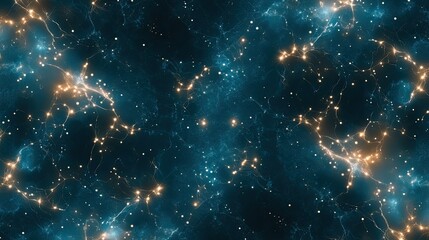 Futuristic blue background with glowing lines and dots, depicting digital connectivity and data transfer in a global network