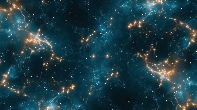 Futuristic blue background with glowing lines and dots, depicting digital connectivity and data transfer in a global network - Powered by Adobe